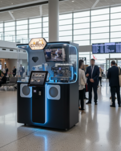 yeni yükseltme yapay zeka robot kahve otomatı resmi